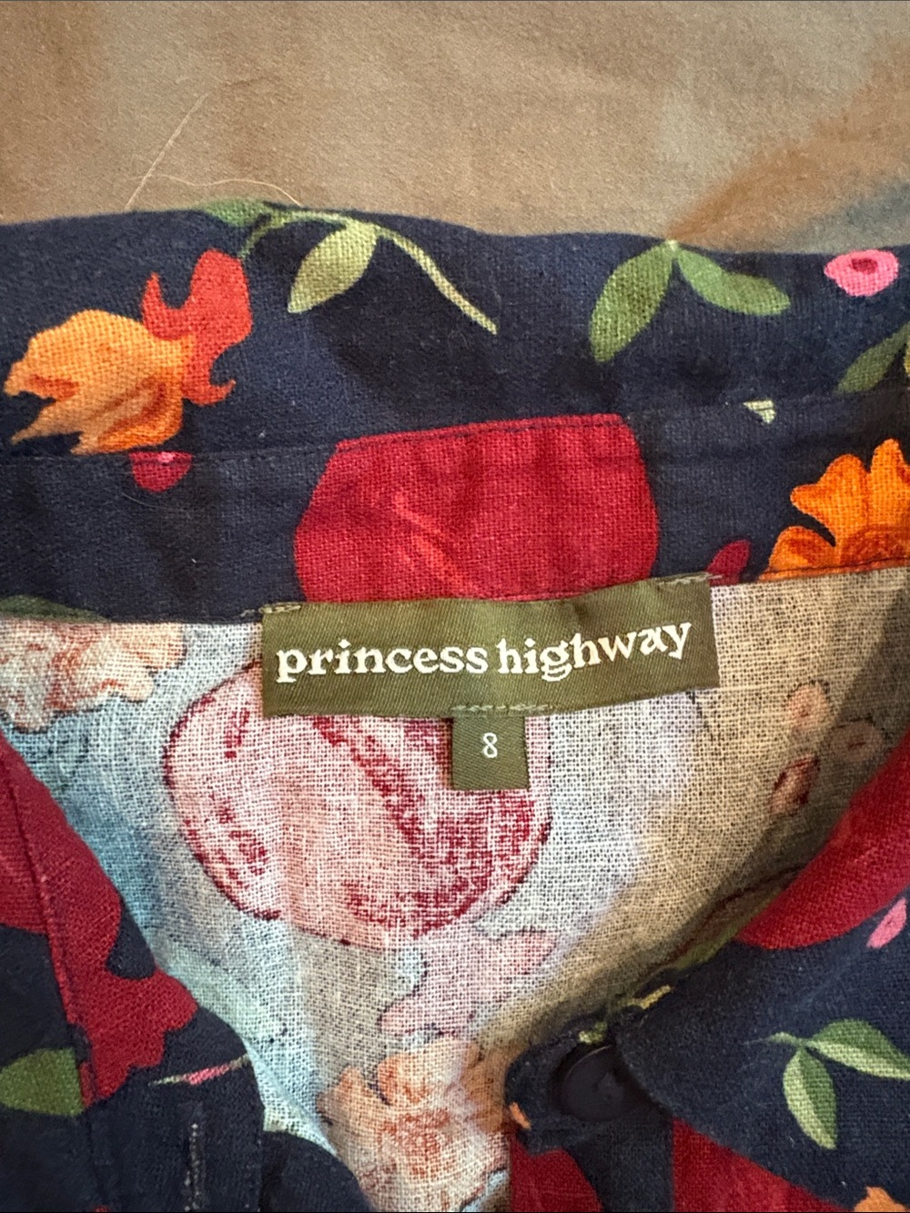 Princess Highway Navy Floral Short-Sleeve Jumpsuit with Tie Waist - Picture 2 of 5